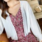 Bell-sleeve Open-front Chiffon Jacket White - One Size