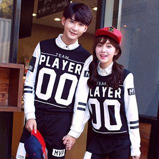 Couple Contrast Number Pullover