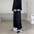 Zip-side Straight-cut Cropped Sweatpants