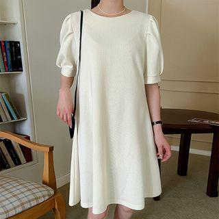 Puff-sleeve Flared Dress
