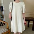 Puff-sleeve Flared Dress