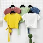Ribbon-side Crop T-shirt