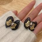 Bow Stud Earring 1 Pair - 925 Silver Stud - Black - One Size