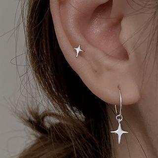 Star Drop Sterling Silver Earring 1 Pair - 925 Silver - Earring - Silver - One Size