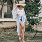 Bell-sleeve Lace Long Jacket White - One Size