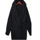 Hooded Open Front Coat With Cord