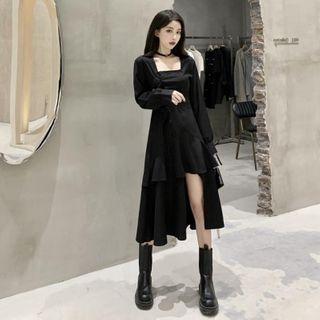 Long-sleeve High-low Dress