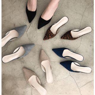 Pointy-toe Faux-suede Mules