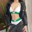 Set: V-neck Two-tone Crop Camisole + Panties