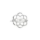 925 Sterling Silver Fashion And Elegant Freshwater Pearl Brooch With Cubic Zirconia Silver - One Size