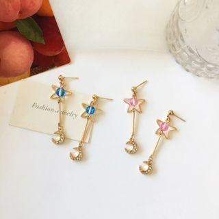 Moon & Star Rhinestone Alloy Dangle Earring
