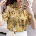 Stand-collar Floral Blouse