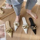 Pointy-toe Chain Accent Flat Slide Sandals