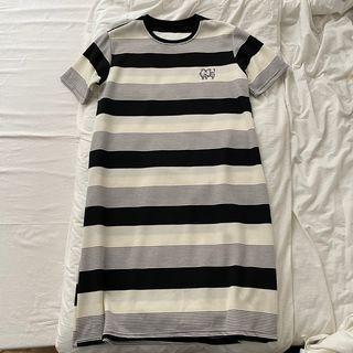 Short-sleeve Striped T-shirt Stripes - Black & Beige - One Size
