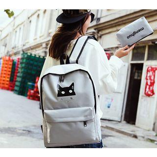 Set: Printed Backpack + Lettering Zip Pouch