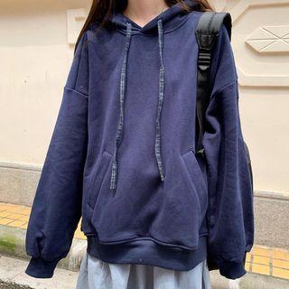 Plain Hoodie Navy Blue - One Size