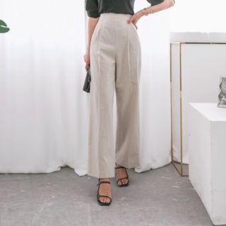 High-rise Linen Blend Wide-leg Pants