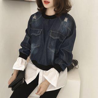 Mock Two Piece Denim Top