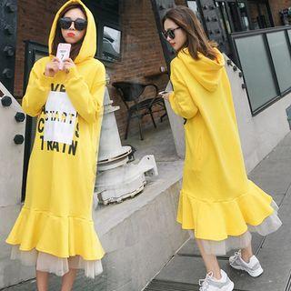 Letter Mermaid Long-sleeve Hooded Dress