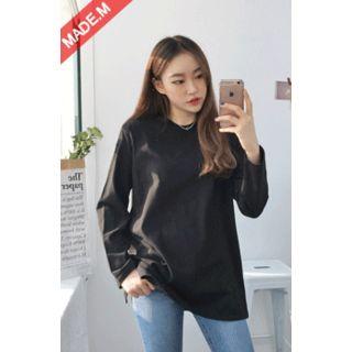 Plain Long-sleeve Cotton T-shirt