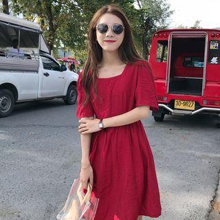Tie-back Short-sleeve A-line Dress