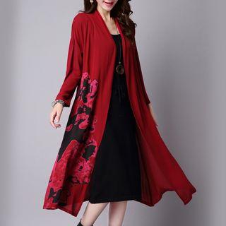 Flower Embroidered Long Linen Jacket