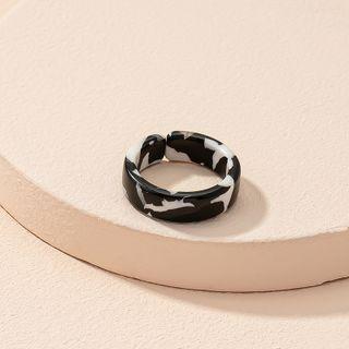 Leopard Print Acrylic Ring R755 - Black & White - One Size