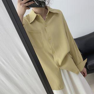 Plain Long-sleeve Lapel Shirt