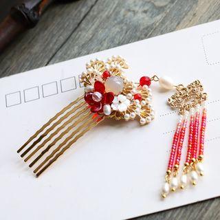 Retro Freshwater Pearl Fringed Hair Comb