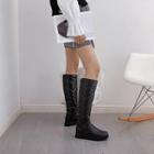 Faux Leather Quilted Knee-high Boots