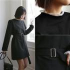 Mesh-trim Belted Dress