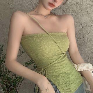 One-shoulder Tie-strap Cropped Camisole Top