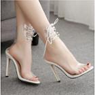 Pvc Strap Lace-up High Heel Sandals