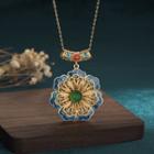Flower Pendant Alloy Necklace 1 Pc - Cp405 - Blue - One Size