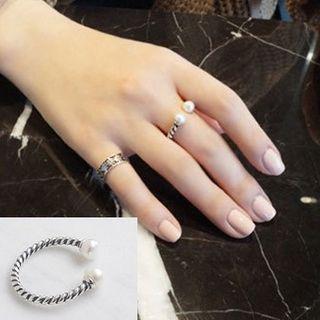925 Sterling Silver Faux Pearl Open Ring As Shown In Figure - One Size