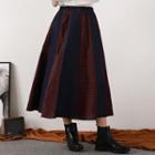 Checked Panel Midi A-line Skirt