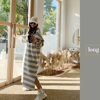 Stripe Maxi Sweatshirt Dress