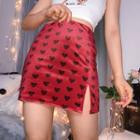 Heart Pattern Mini Fitted Skirt