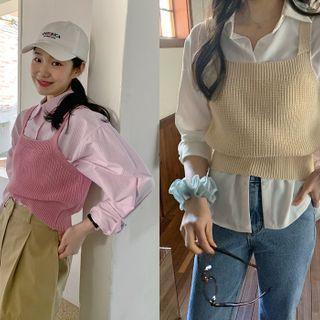 Strap-shoulder Knit Top