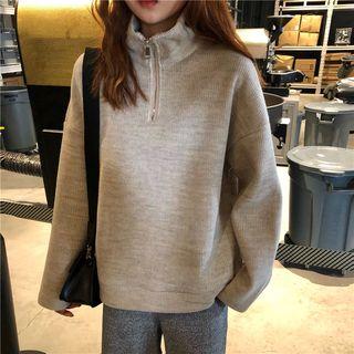 Stand Collar Half-zip Pullover / Wide-leg Pants