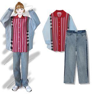 Paneled Cardigan / Harem Jeans