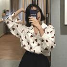 Heart Loose-fit Long-sleeve Blouse