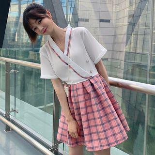 Chinese Style Short-sleeve Dress As Shown In Figure - One Size