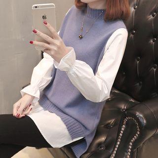 Mock Neck Color Panel Sweater