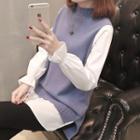 Mock Neck Color Panel Sweater