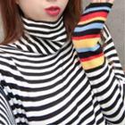 Striped Turtleneck T-shirt Stripe - One Size