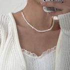 Faux Pearl Necklace Off-white - One Size