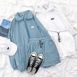 Long-sleeve Zip Jacket / Plain Shorts