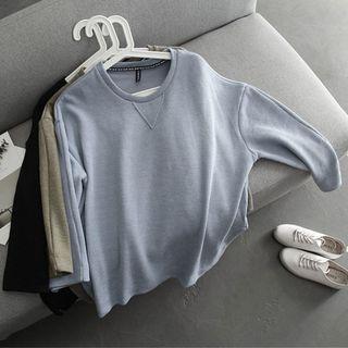 Plain 3/4-sleeve Pullover