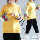 Balloon-sleeve Sweater Yellow - One Size